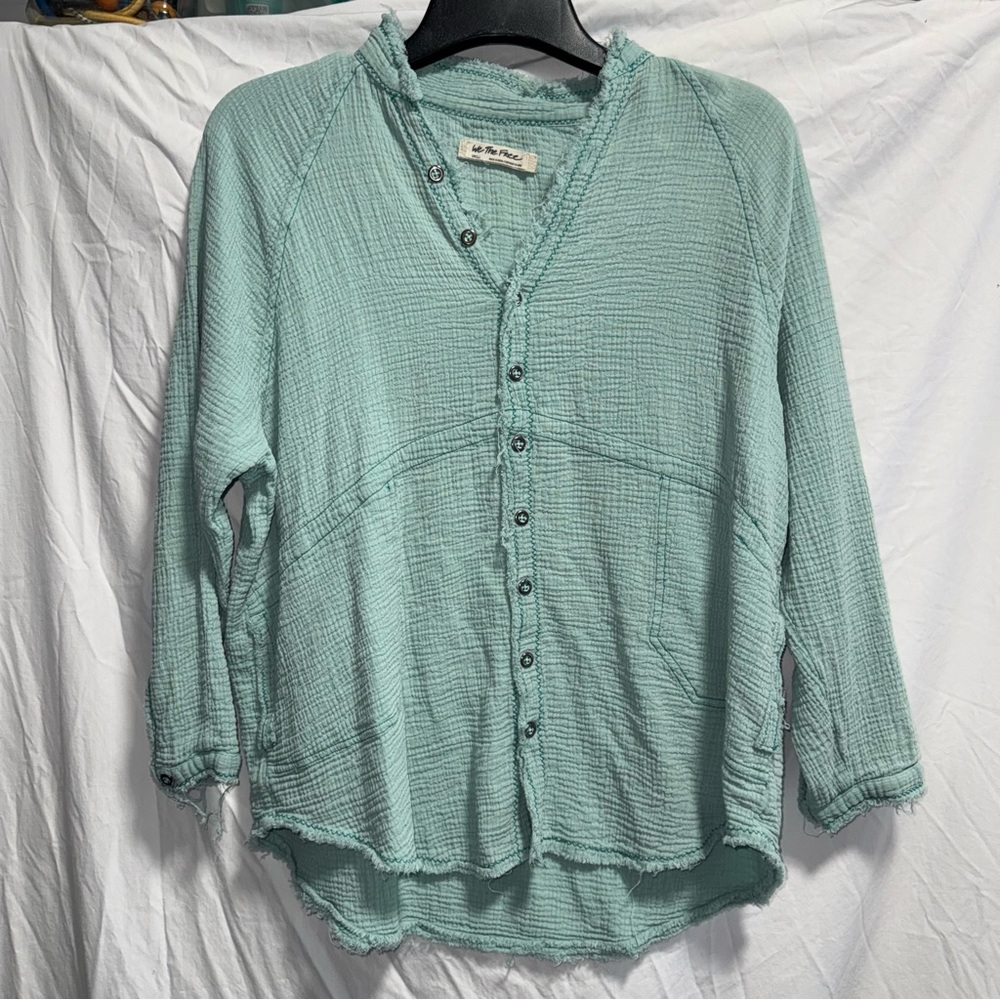 We The Free Teal Button Down Shirt